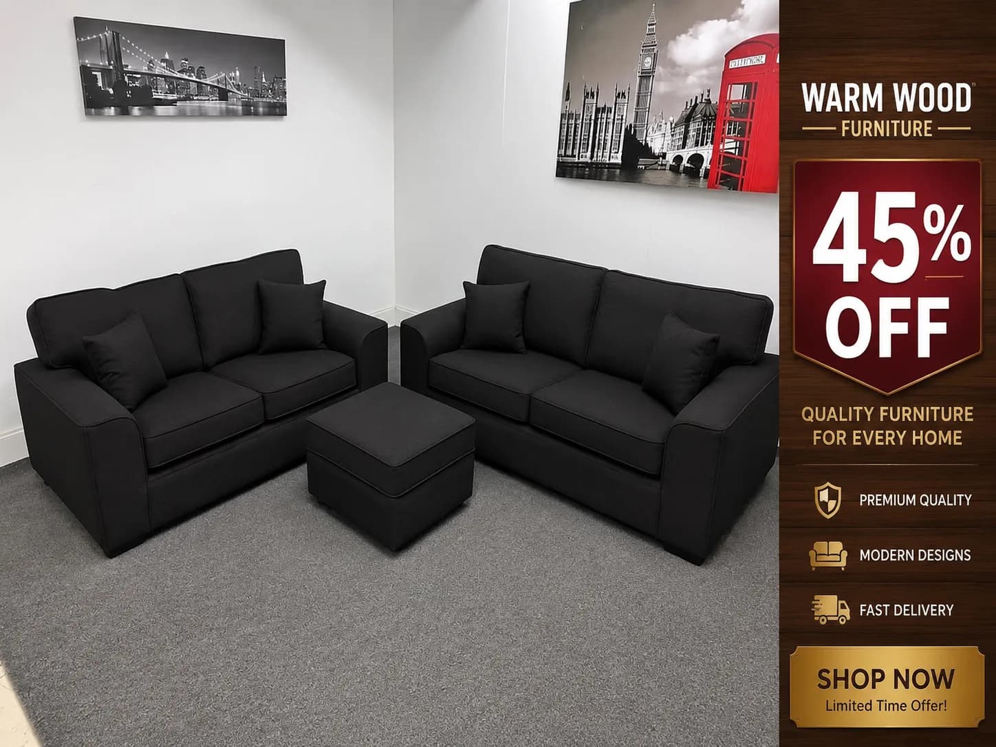 Dylan Sofa Jumbo Cord 3 & 2 Seater Sofa Fabric Sofa Set product image